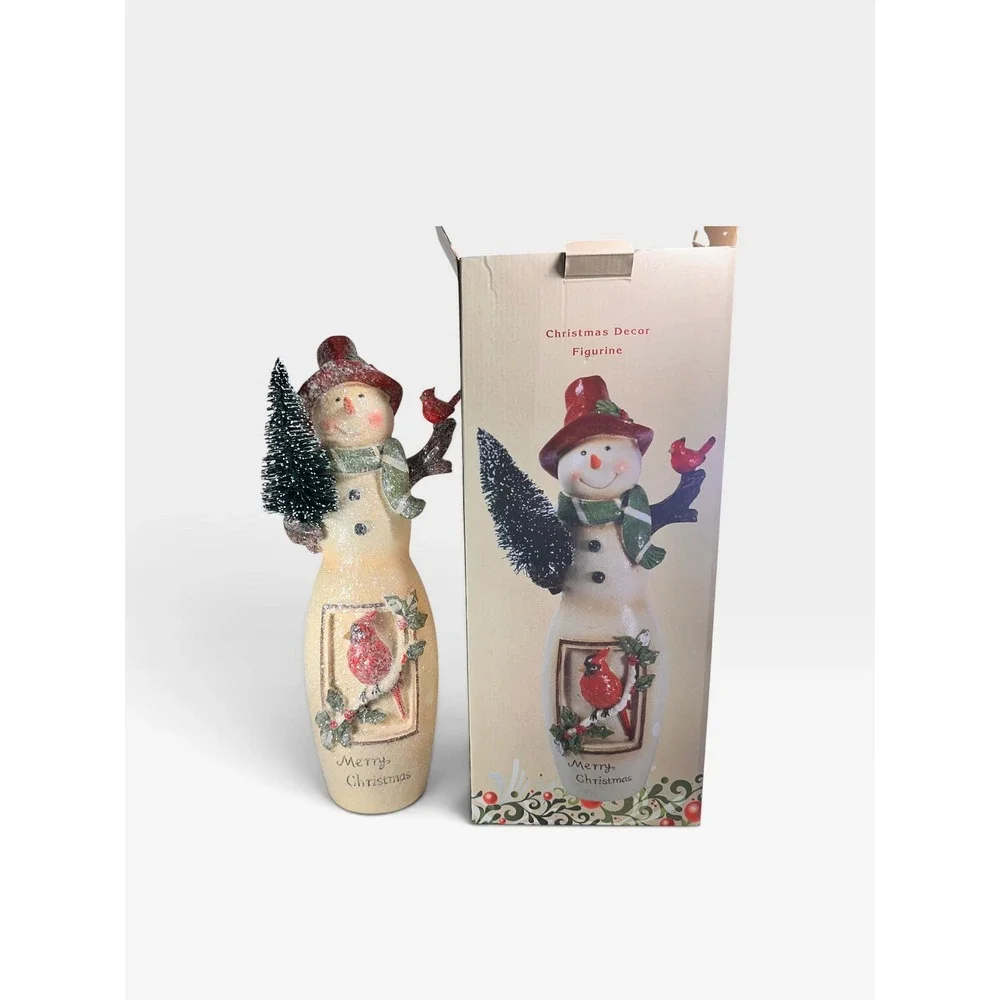 CRACKER BARREL Merry Christmas Snowman Figurine  Cardinals 18